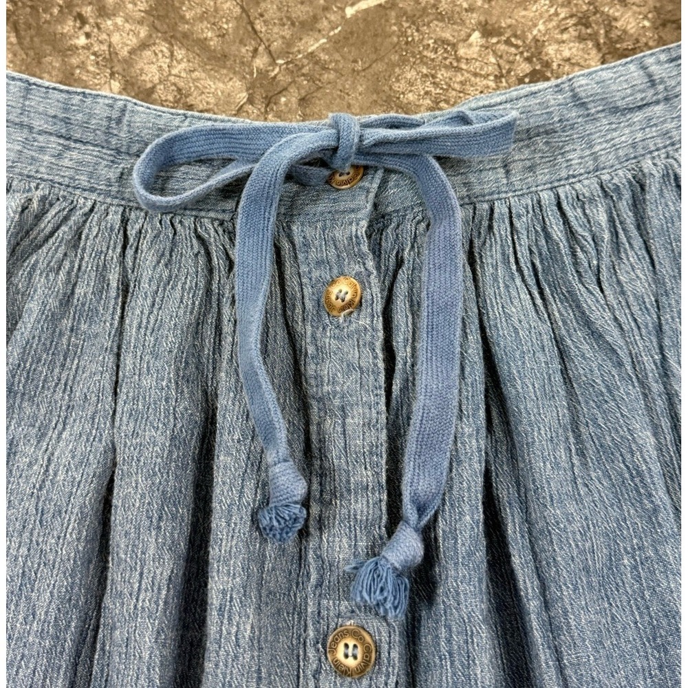 VTG Calvin Klein‎ Womens 100% Cotton Chambray Button Front Midi Skirt Sz 8 - Picture 4 of 12